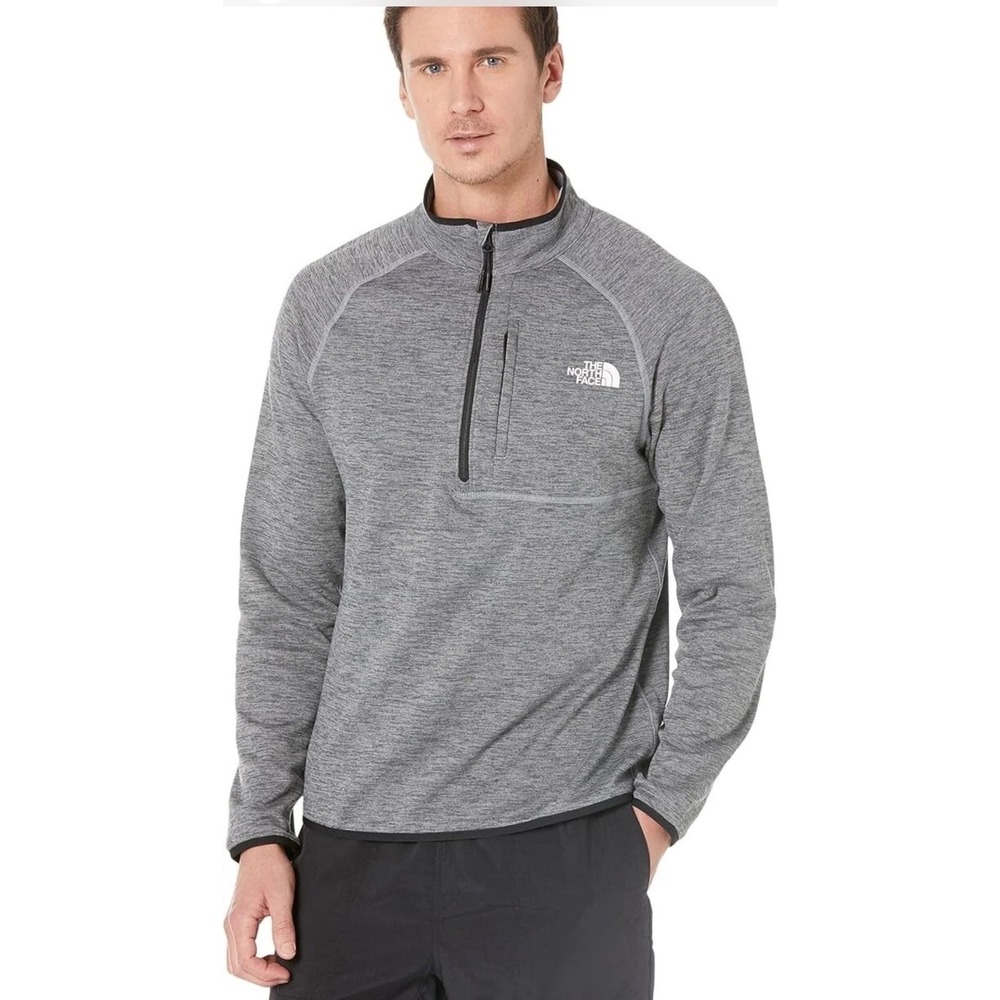 The North Face Mens XXL Canyonlands 1/2 Zip Fleece Pullover Heather Grey Jacket